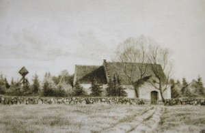 Tegning af den gamle kirke